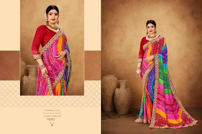 Swarna By Jalnidhi Georgette Bandhani Printed Saree Wholesale Shop In Surat